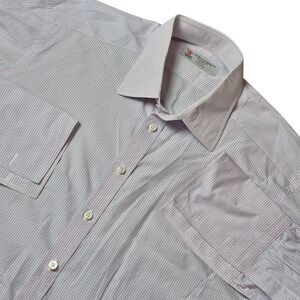 Turnbull & Asser Men's L Pink Blue Striped Dress Shirt England French Cuff